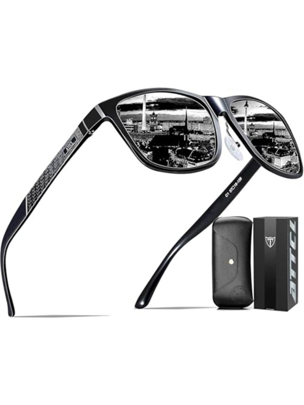 ATTCL Polarised Sunglasses Mens Square AL-MG Metal Frame UV400 for Driving